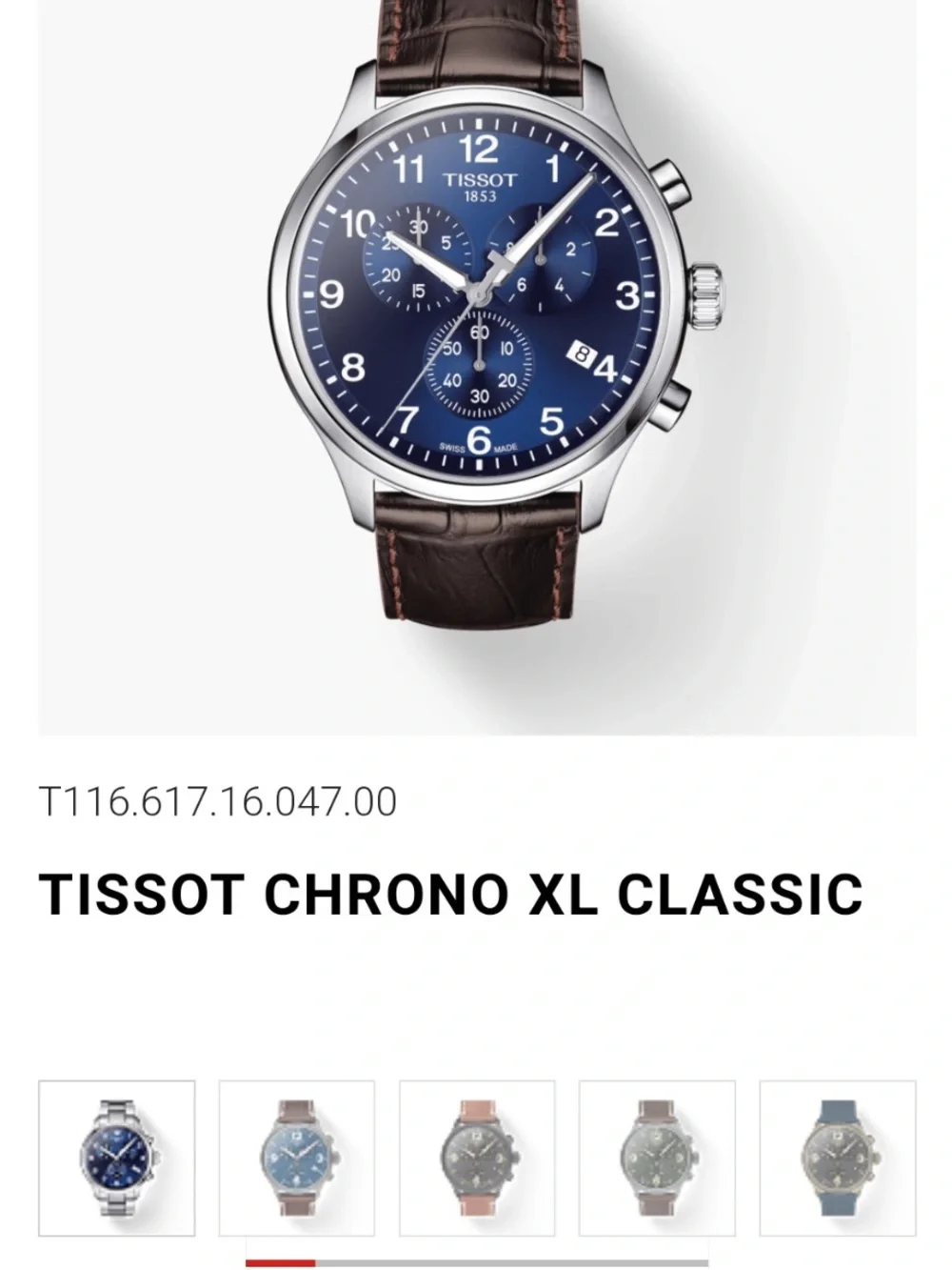 Tissot Black Dial Stainless Chronograph with Brown Leather Strap